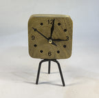 Handcrafted Wooden Table Clock with Metal Stand