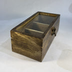 Handcrafted Wooden Tea & Storage Box with Glass Lid (20×10×7.5 cm)