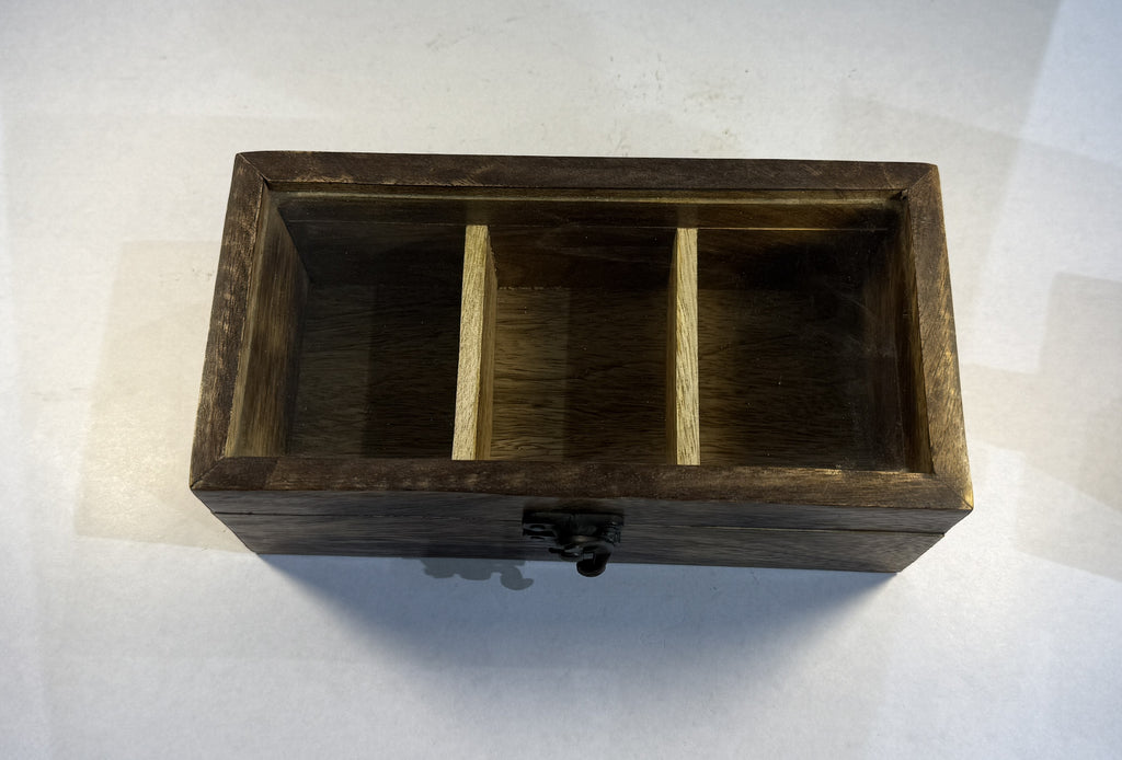 Handcrafted Wooden Tea & Storage Box with Glass Lid (20×10×7.5 cm)