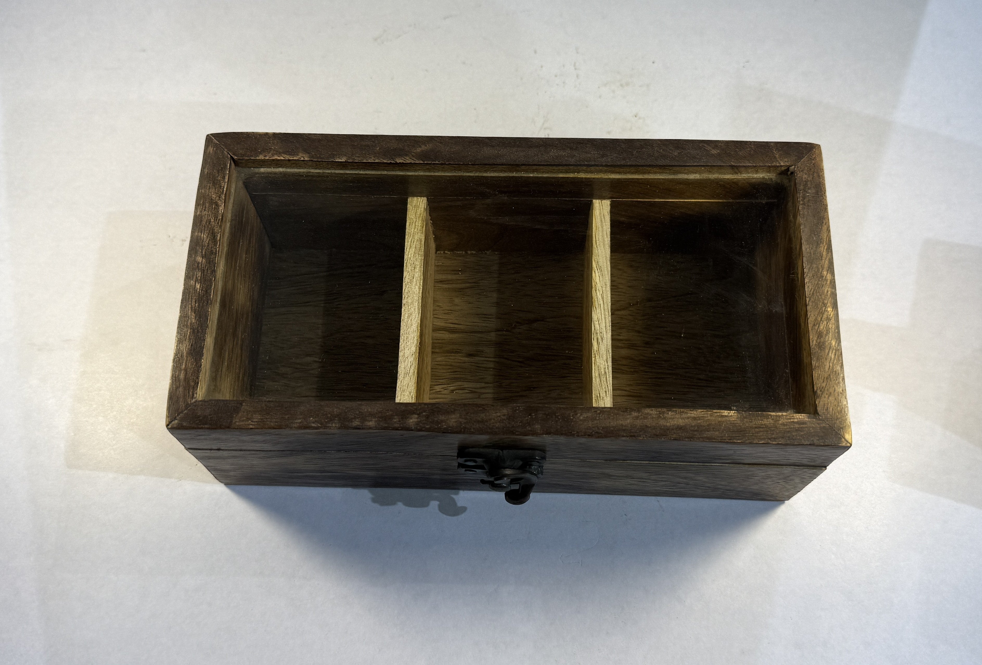 Handcrafted Wooden Tea & Storage Box with Glass Lid (20×10×7.5 cm)
