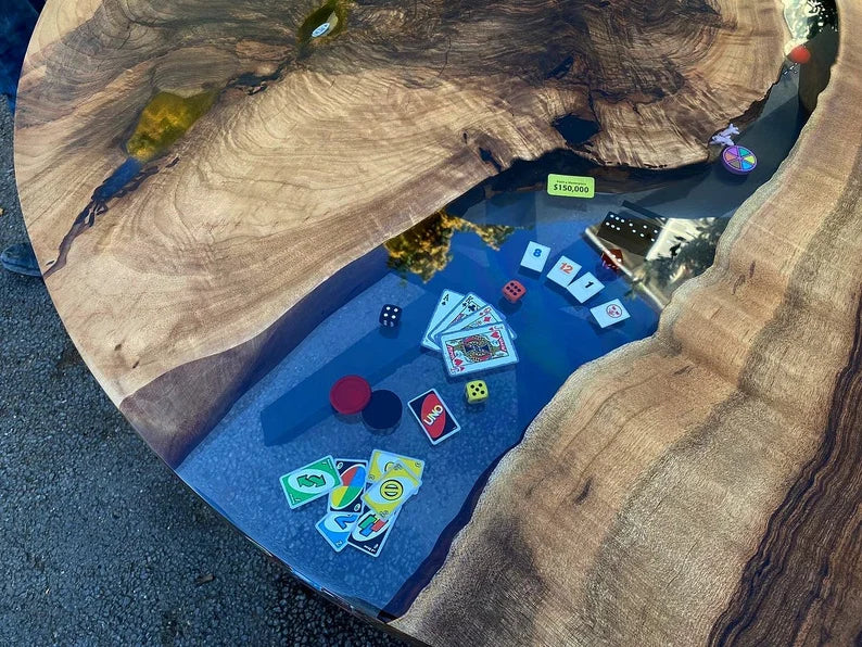 🌰 Custom Walnut & Epoxy Round Table by Arjun Handicrafts  Handmade | Customizable | One-of-a-kind