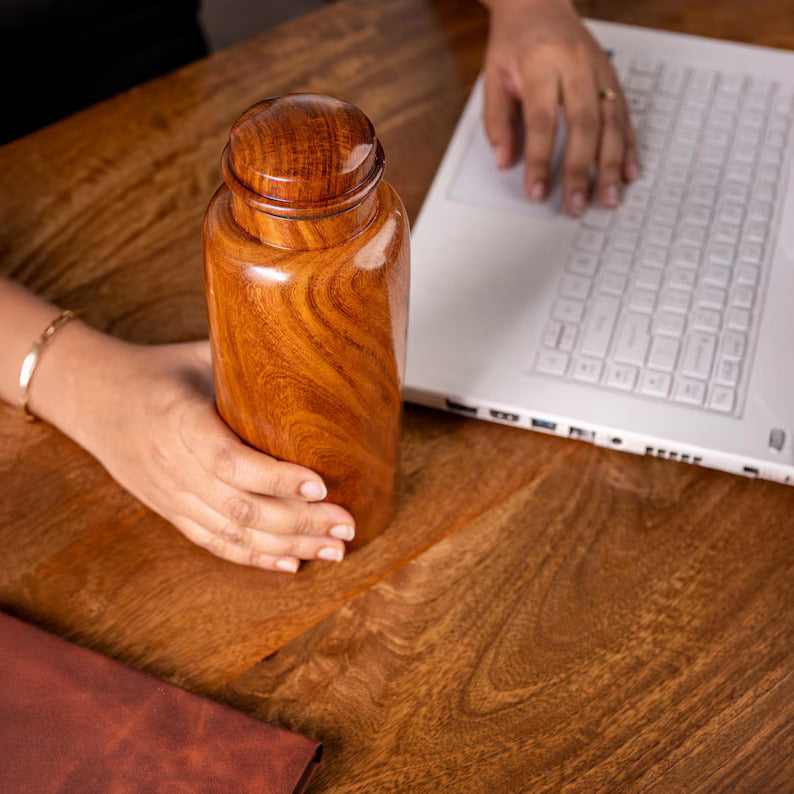 Handcrafted Wooden Water Bottle – Eco-Chic Hydration
