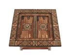 🪵 Handmade 3-in-1 Wooden Mosaic Game Table | Chess • Backgammon • Poker
