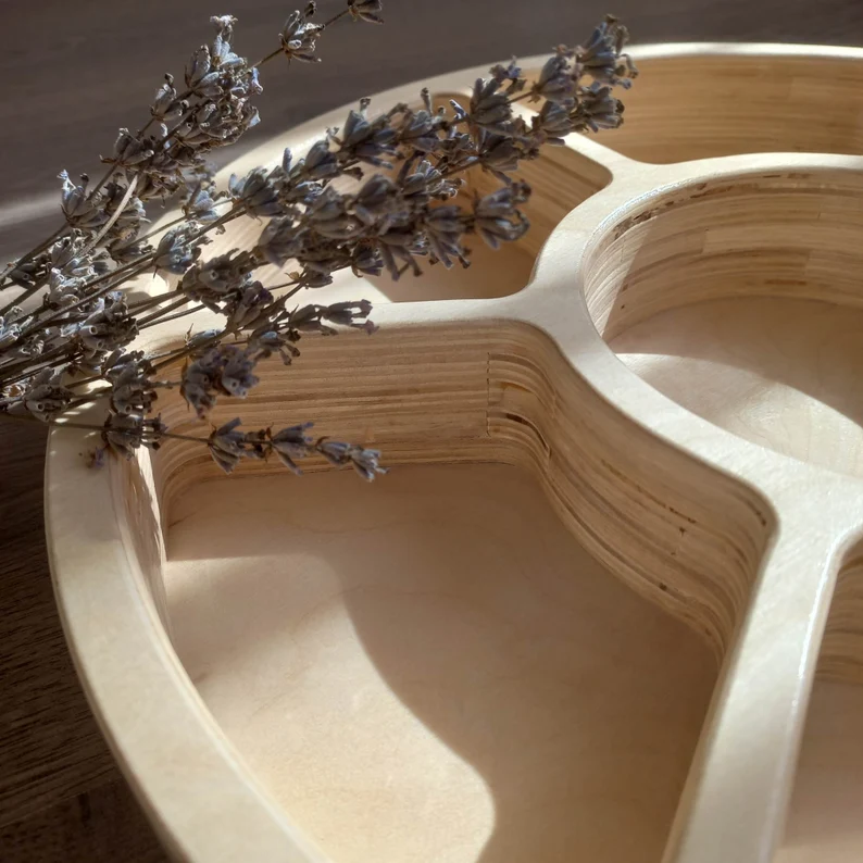 Wooden Sorting Tray with 7 Compartments | Montessori Tinker Tray | Loose Parts Organizer | Baltic Birch Plywood Serving & Storage Tray