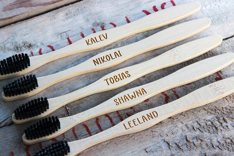 🌿 Personalized Engraved Bamboo Toothbrush – Add Your Name! 🪥