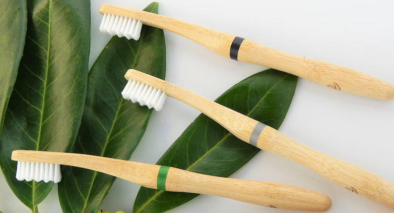 🌿 Bamboo Toothbrush – Set of 2 Soft Castor Oil Bristles | Eco-Friendly Wooden Handle