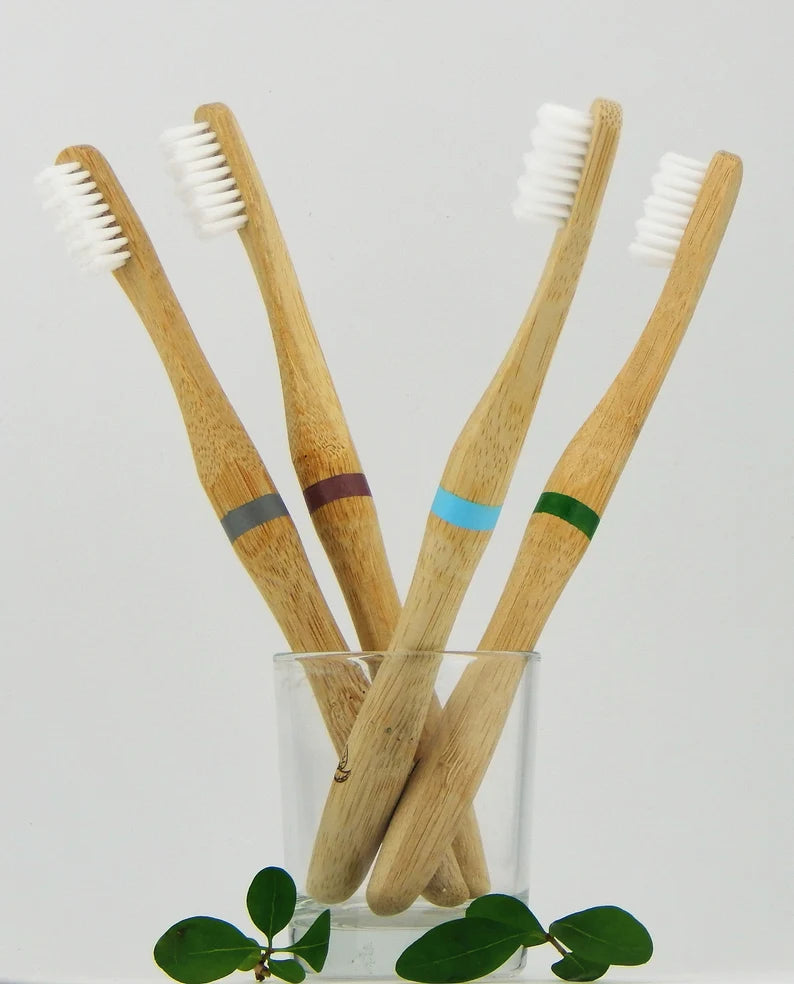 🌿 Bamboo Toothbrush – Set of 2 Soft Castor Oil Bristles | Eco-Friendly Wooden Handle