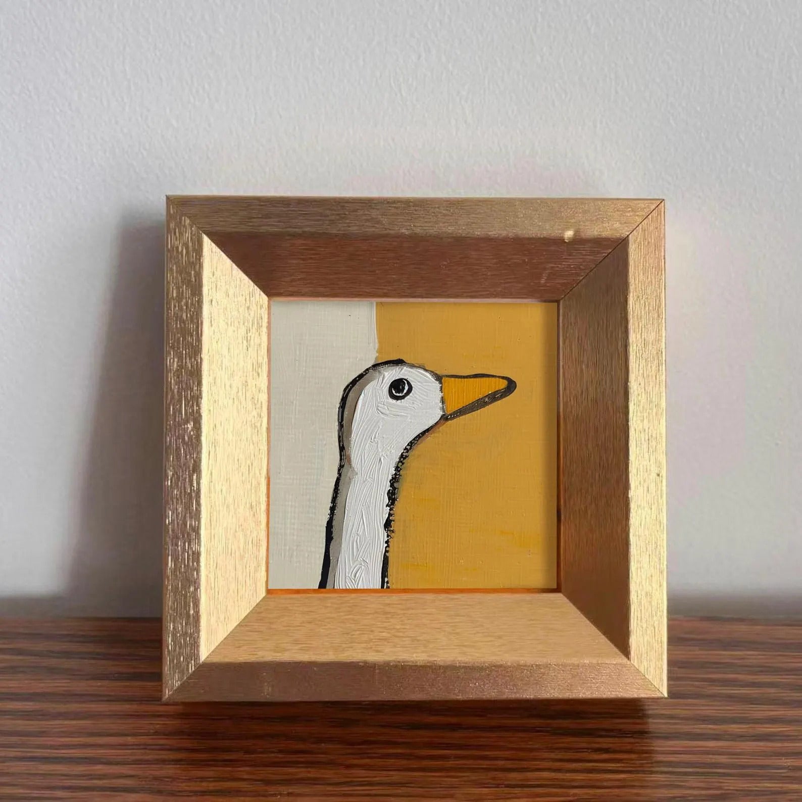 🖼️ Mini Goose Oil Painting | Hand-Painted Framed Artwork