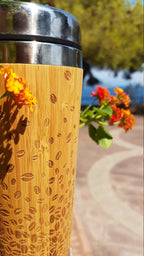 ☕ COFFEE BEANS Wooden Tumbler | Bamboo Travel Mug | Gift for Coffee Lovers