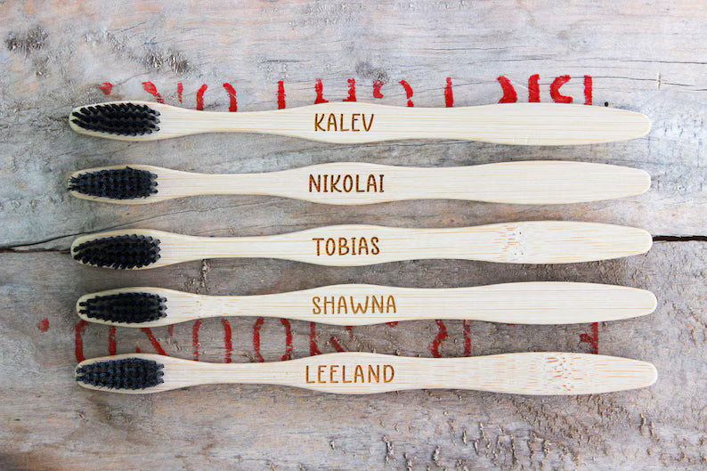 🌿 Personalized Engraved Bamboo Toothbrush – Add Your Name! 🪥
