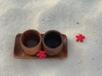 Handcrafted Wooden Cup Set with Tray