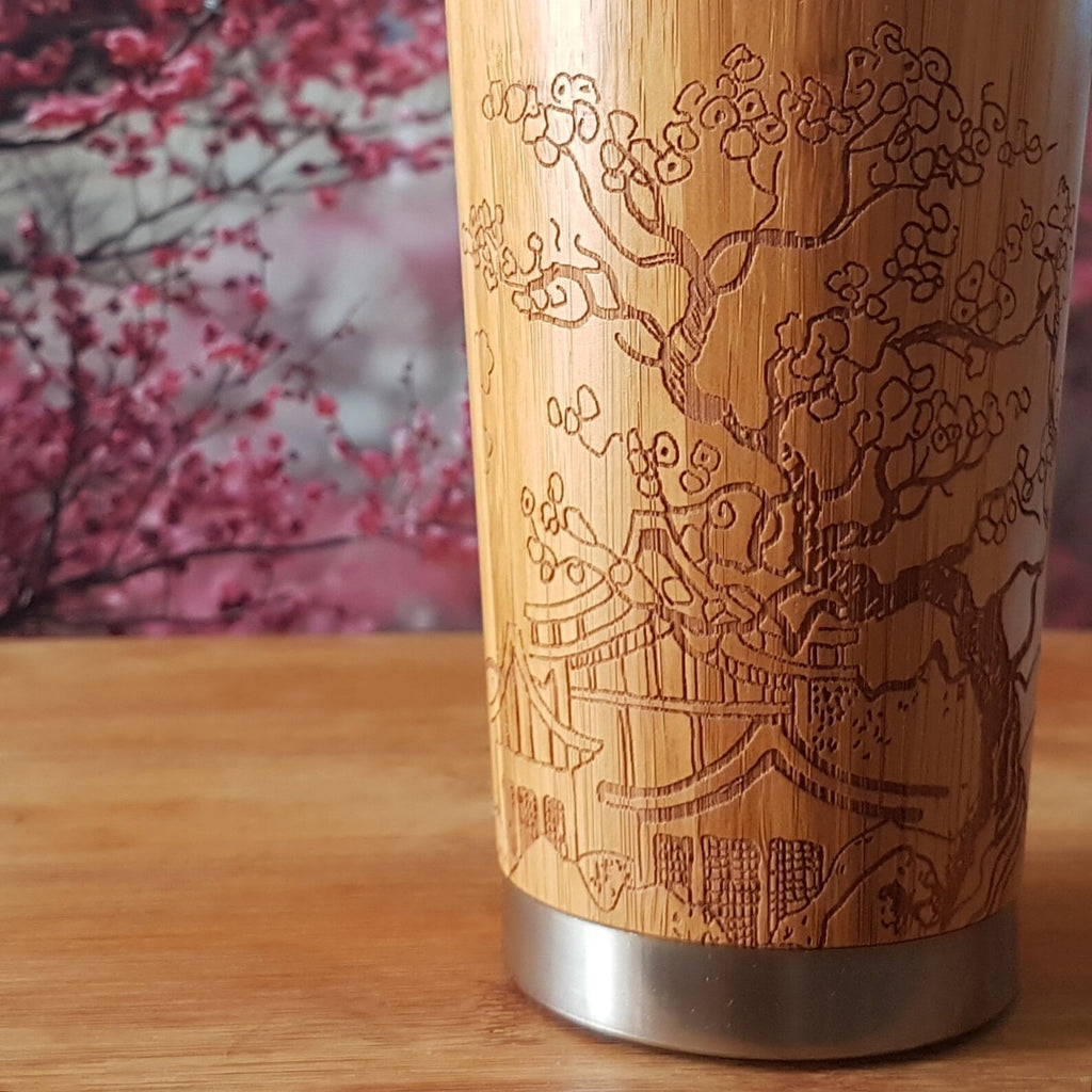🌿 Engraved Bamboo Travel Mug | Eco-Friendly Stainless Steel Tumbler