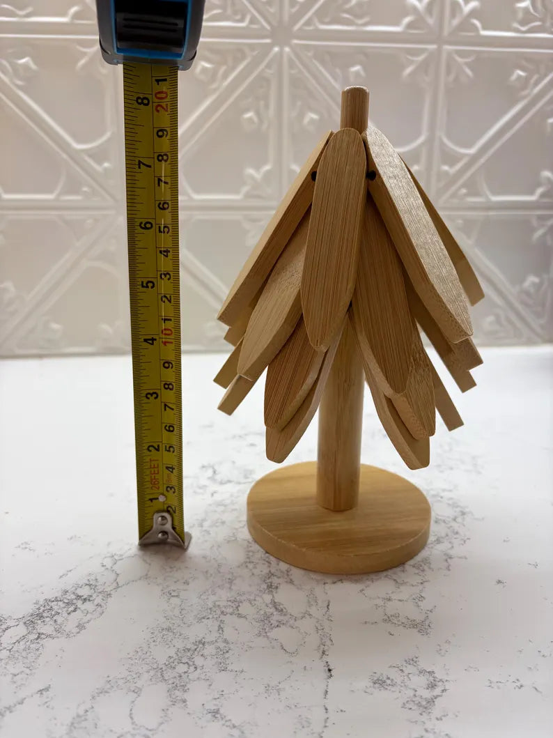 Wooden Tree Trivet Set | Heat Resistant Pot Holders | Natural Table Mats & Coasters | Decorative Wooden Kitchen & Dining Decor