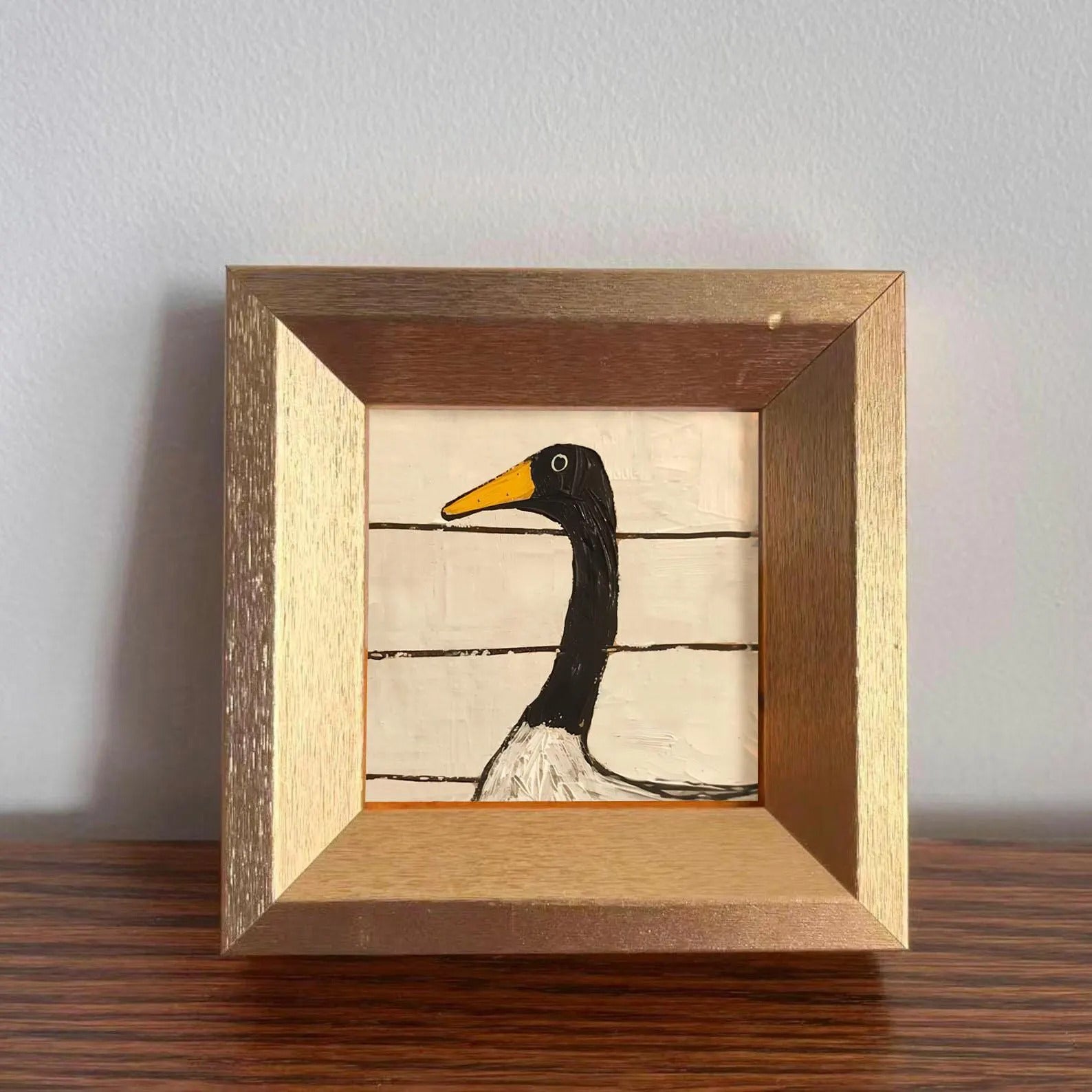 🖼️ Mini Goose Oil Painting | Hand-Painted Framed Artwork