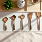 5-Piece Handcrafted Wooden Utensil Set – Natural Kitchen Essentials