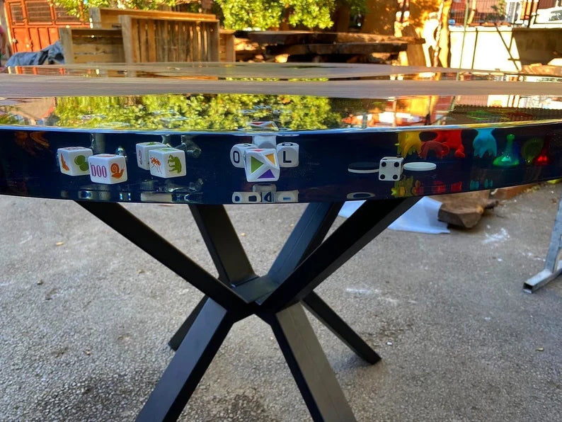 🌰 Custom Walnut & Epoxy Round Table by Arjun Handicrafts  Handmade | Customizable | One-of-a-kind