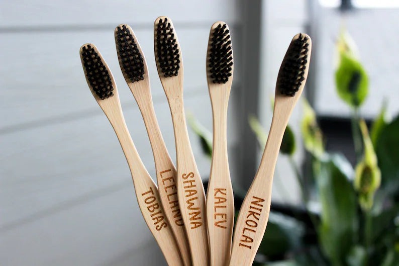 🌿 Personalized Engraved Bamboo Toothbrush – Add Your Name! 🪥