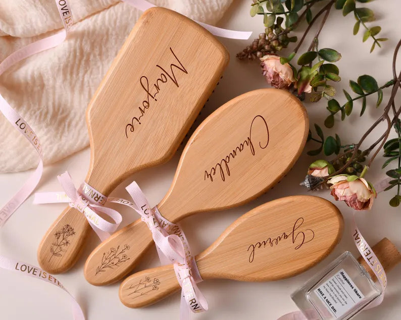 Customized Bridesmaids Name Wooden Comb – Personalized Wedding Party Gift by Arjun Handicrafts
