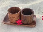 Handcrafted Wooden Cup Set with Tray