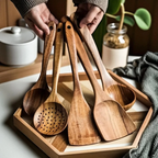 5-Piece Handcrafted Wooden Utensil Set – Natural Kitchen Essentials