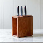 Handcrafted Wooden Knife Holder Block – Solid Mango Wood Kitchen Organizer by Arjun Handicrafts