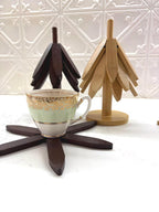 Wooden Tree Trivet Set | Heat Resistant Pot Holders | Natural Table Mats & Coasters | Decorative Wooden Kitchen & Dining Decor