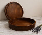 🍂 Handcrafted Wooden Tray with Lid | Rustic Storage & Serveware