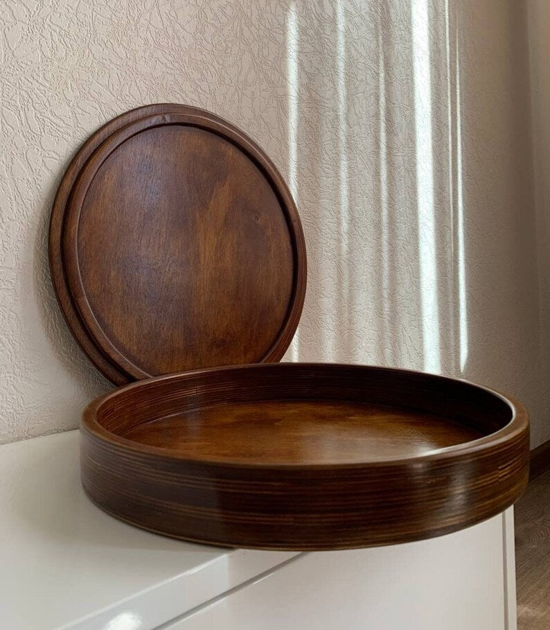 🍂 Handcrafted Wooden Tray with Lid | Rustic Storage & Serveware