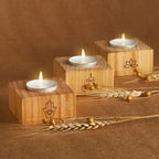 Personalized Wooden Candle Holder | Eco-Friendly Tealight Holder Set | Unique Candle Stand for Yoga, Meditation & Home Decor Gifts