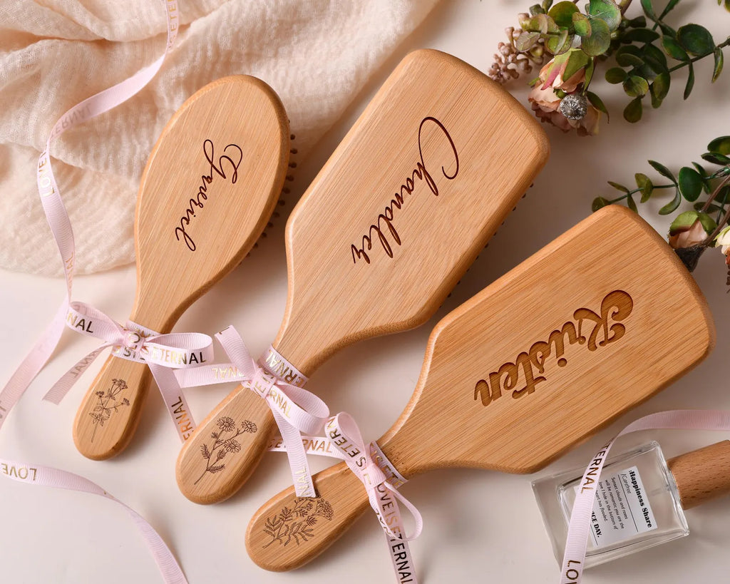 Customized Bridesmaids Name Wooden Comb – Personalized Wedding Party Gift by Arjun Handicrafts