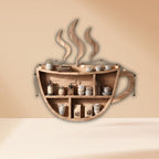 Coffee Cup Wall Shelf | Handmade Wooden Mug Rack | Rustic Kitchen Organizer | Bar Wall Decor