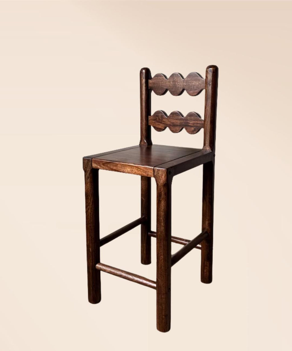 Handcrafted Solid Wood Farmhouse Chair | Rustic Dining  | Natural Wood Vintage Seating | Boho Home Furniture