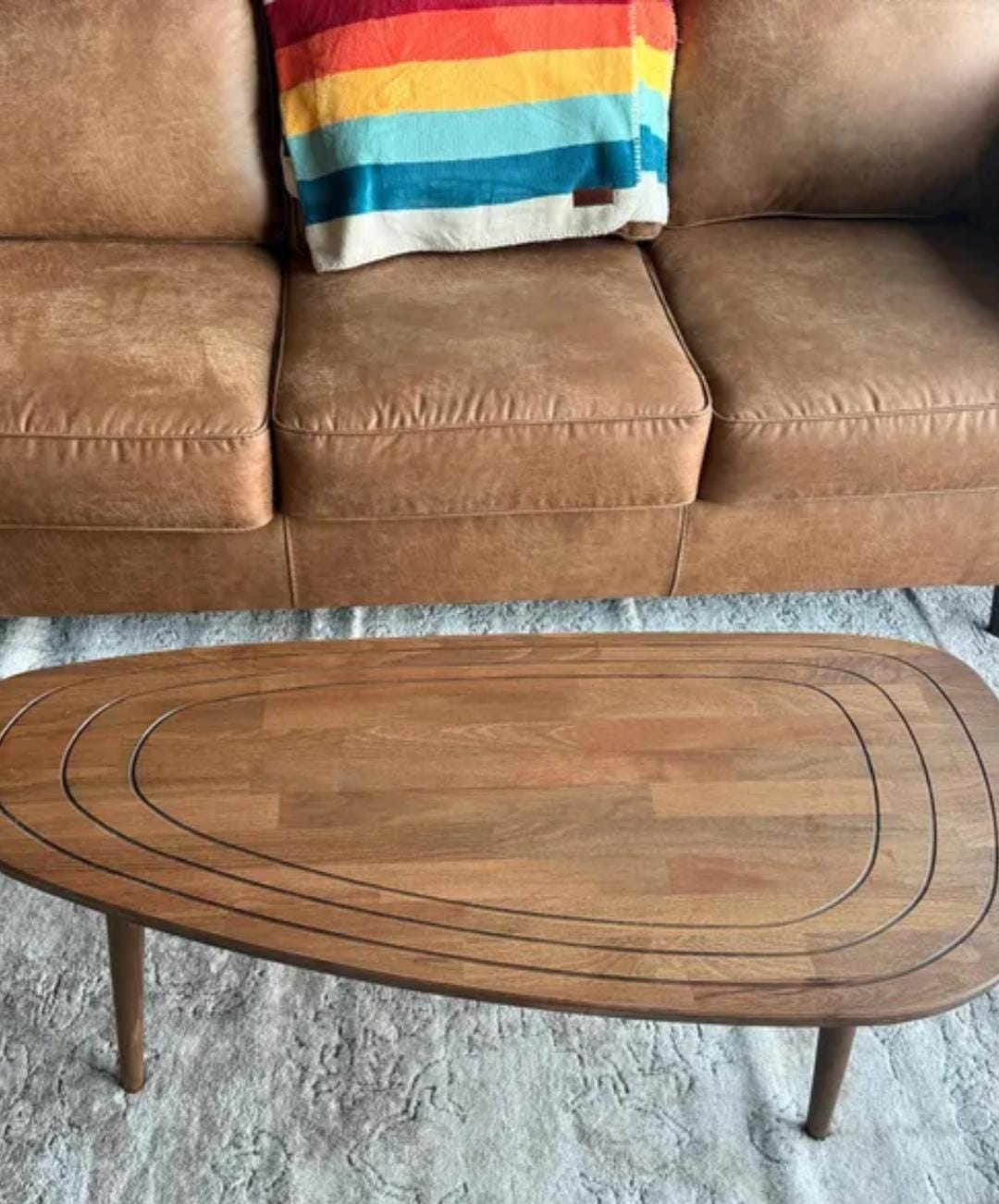 Handmade Oval Beech Wood Coffee Table Set | Mid-Century Rustic Furniture