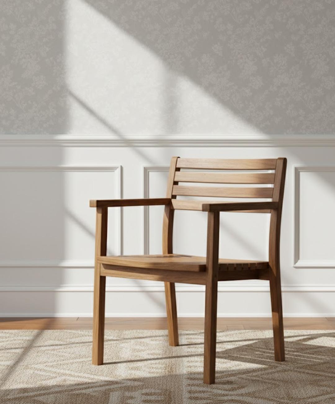 Farmhouse Natural Wood Chair – Handcrafted Dining Chair with Vintage & Boho Style