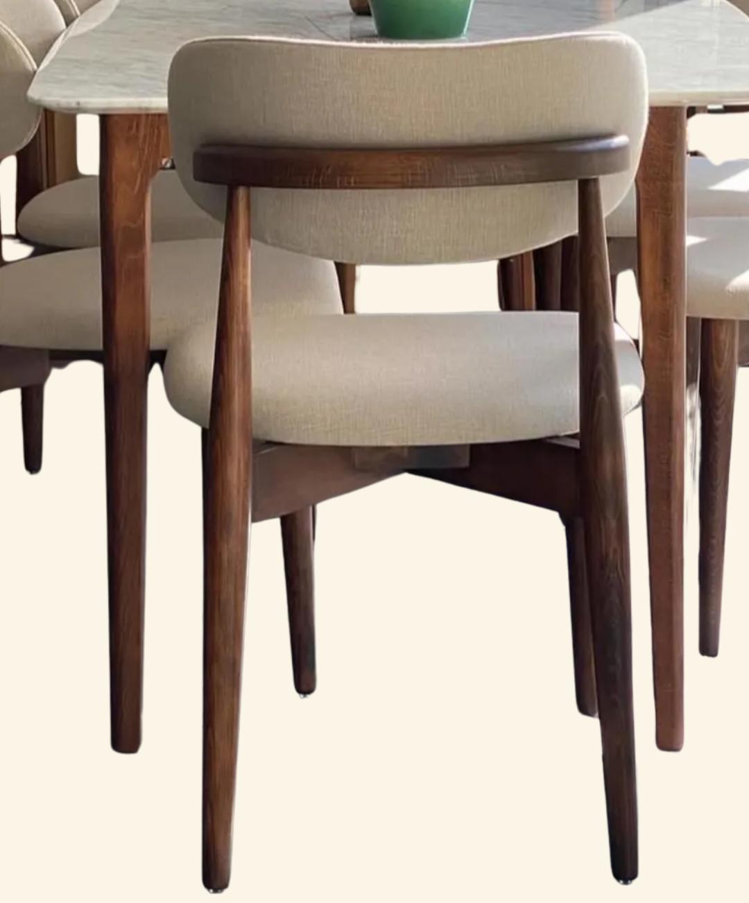 Handcrafted Wooden Dining Chair – Modern Hornbeam Wood Chair with Backrest | Custom Upholstery | Durable & Stylish Seating