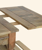 Handcrafted Solid Mango Wood Dining Table | Rustic Farmhouse Oak Style