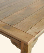 Handcrafted Solid Mango Wood Dining Table | Rustic Farmhouse Oak Style