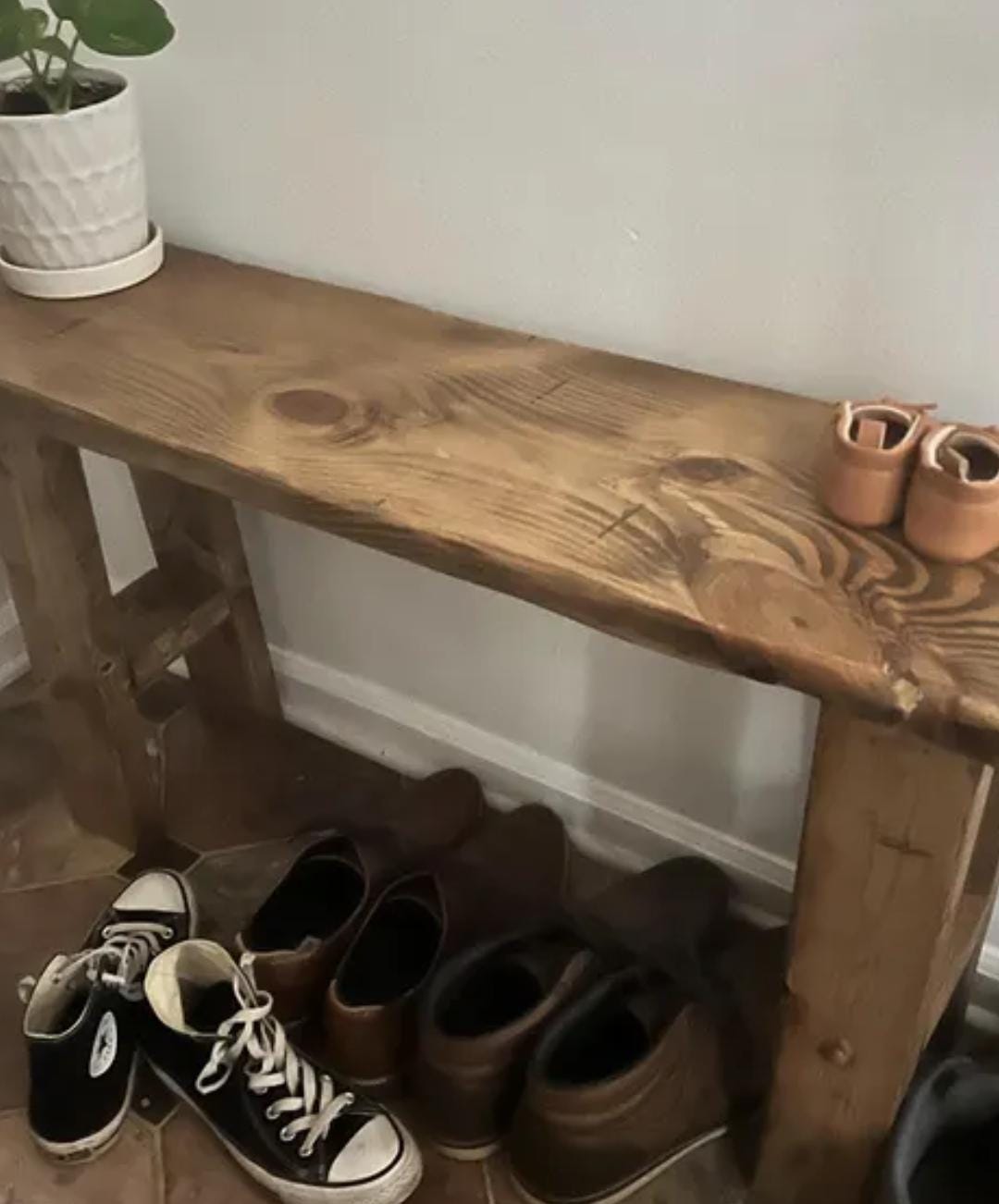 Handmade Rustic Solid Wood Bench | Farmhouse Entryway Seating