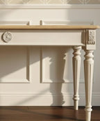 Distressed French Baroque Console Table | Rustic Whitewash Entryway Table | Hand-Carved Narrow Desk