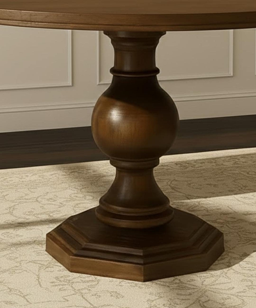 Handcrafted Pedestal Round Dining Table – Solid Hornbeam Wood | Custom Size & Stain | 3–6 Seater