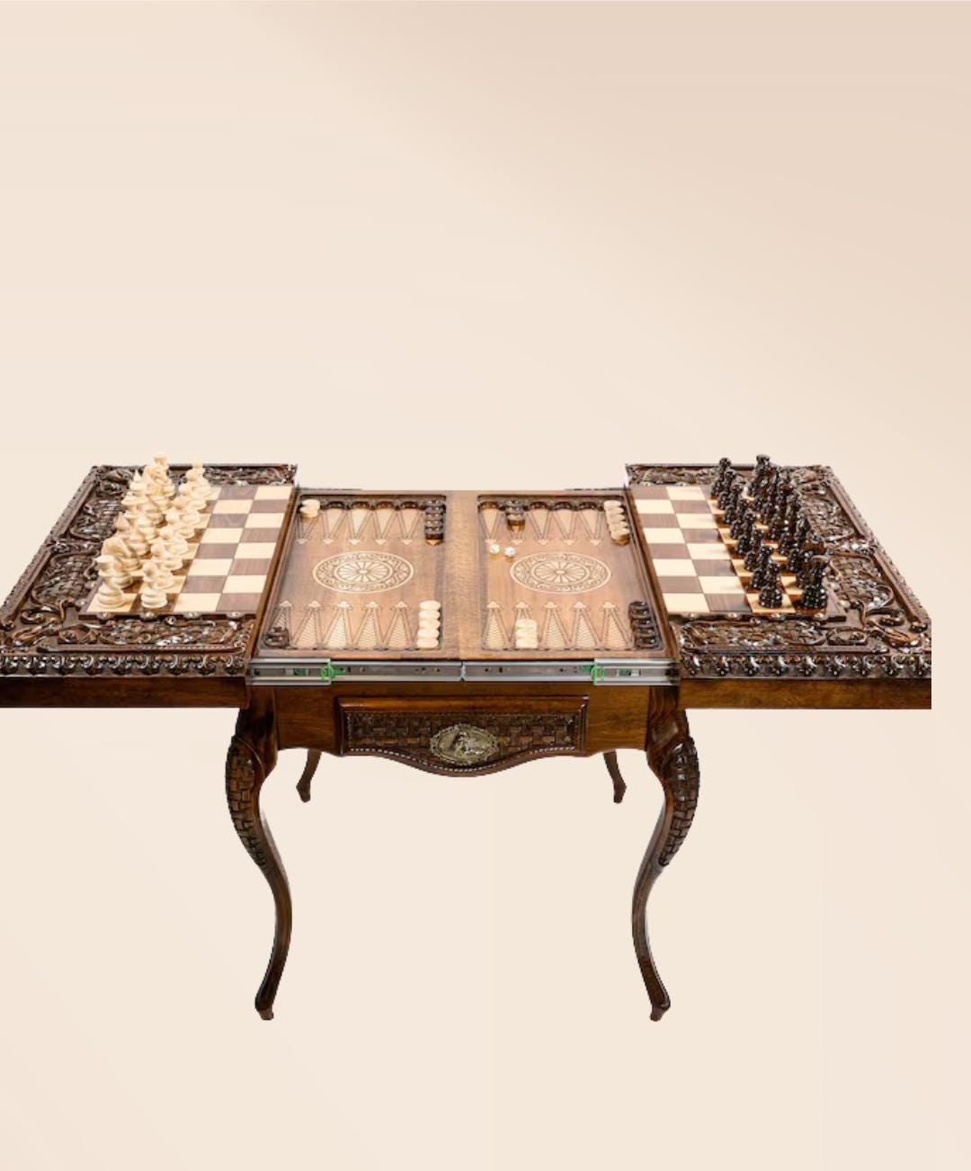 Handmade Wooden Chess Table – Luxury Beech Wood | Exclusive Design | Personalized Engraving | 25-Year Warranty