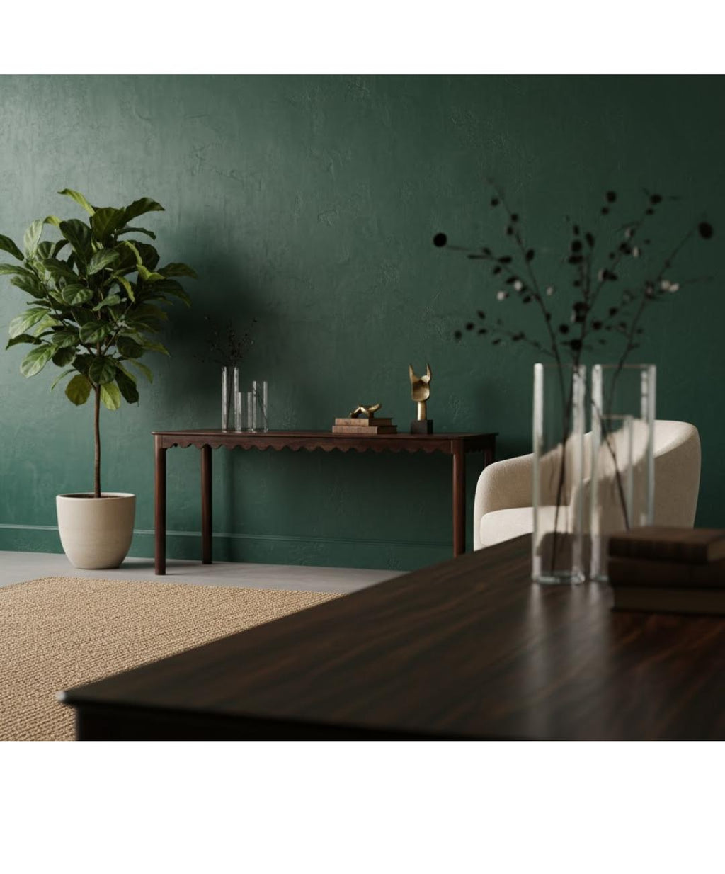 Custom for Hilary Shinn Handcrafted Reclaimed Wood Console Table – Rustic Brown Scalloped Entryway Table