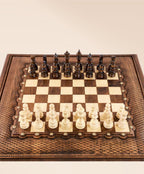 Handcrafted Beech Wood Chess Table – Luxury Ornamental Chess Set with Storage Drawers