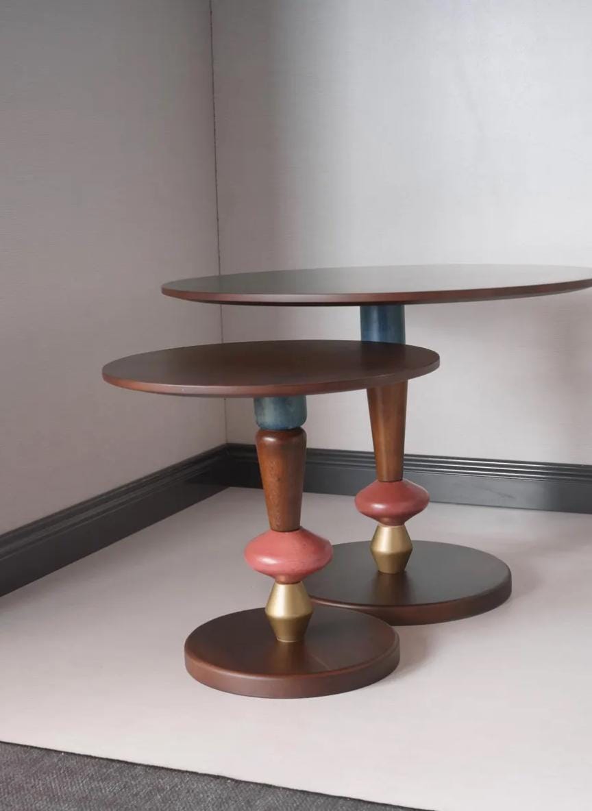 Natural Walnut Coffee Table Set | Scandinavian Modern Living Room Furniture