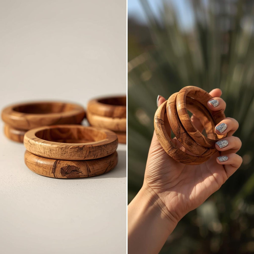 Handmade Mango Wood Bangle - Ladies Wooden Bangle Bracelet - Colourful Bangle For Women - Sustainable Jewellery - Natural Wood Bangle
