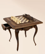 Handcrafted Beech Wood Chess Table – Luxury Ornamental Chess Set with Storage Drawers