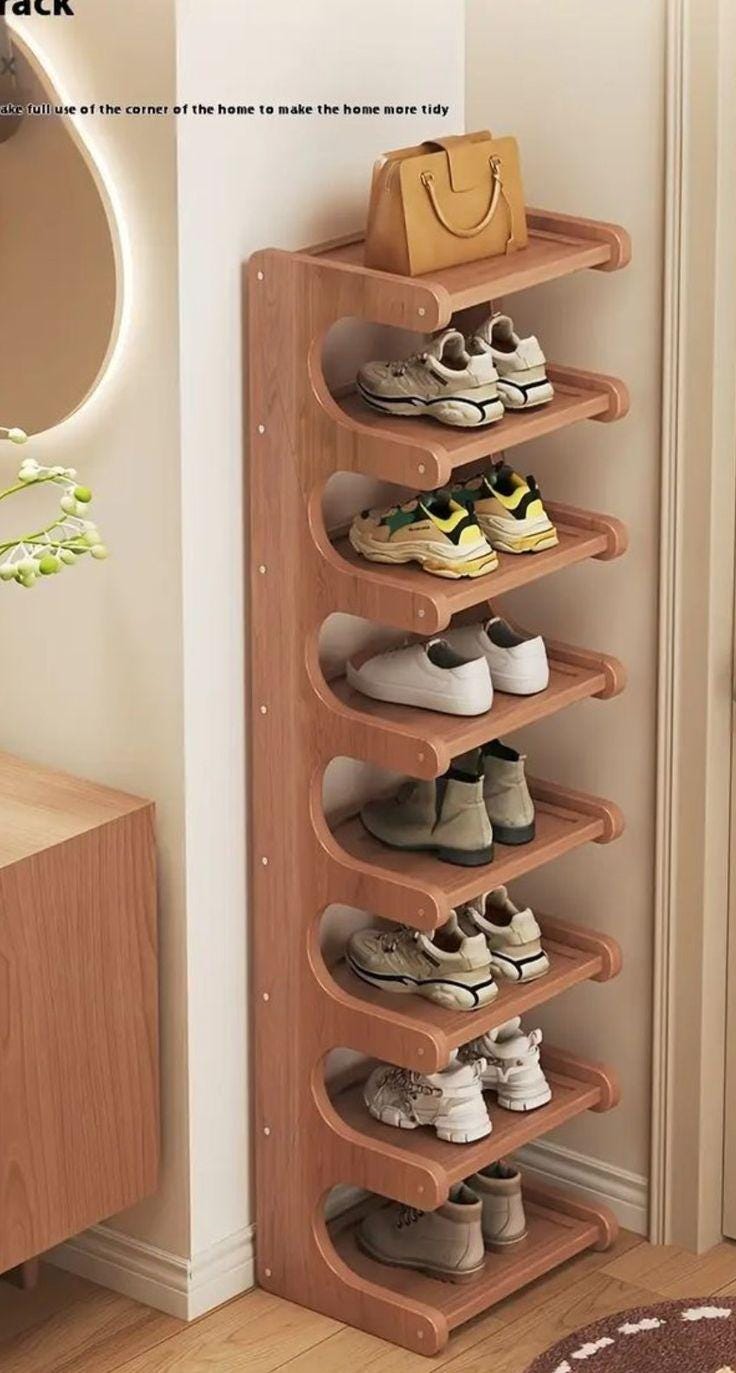 Handcrafted Wooden Shoe Rack | Multi-Tier Entryway Organizer