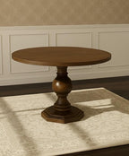 Handcrafted Pedestal Round Dining Table – Solid Hornbeam Wood | Custom Size & Stain | 3–6 Seater