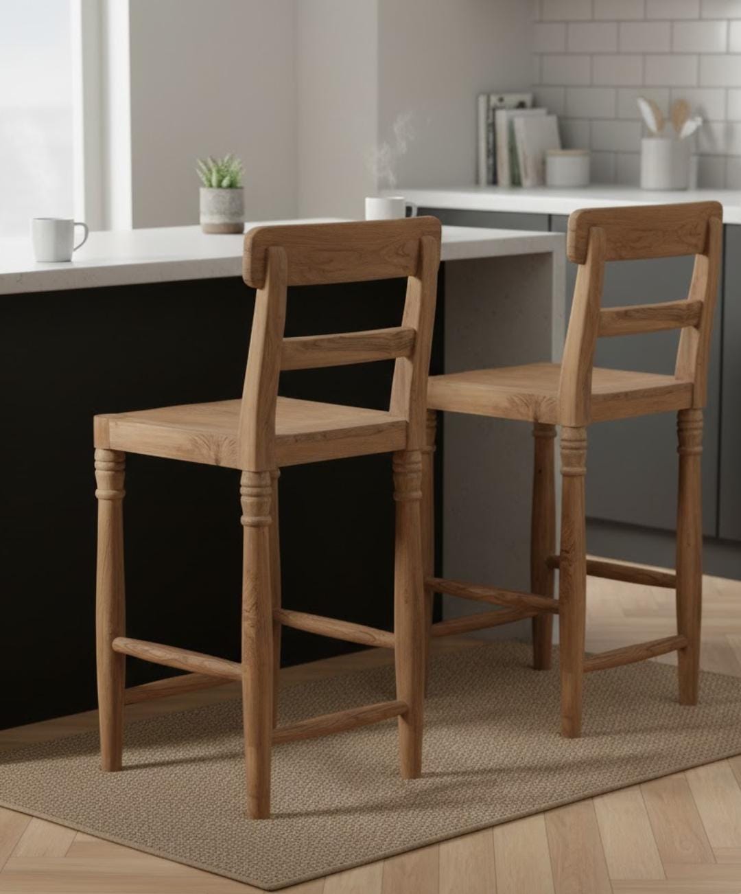 Handmade Reclaimed Teak Wood Bar Stool – Rustic Counter & Bar Chair