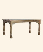Handcrafted Solid Mango Wood Dining Table | Rustic Farmhouse Oak Style